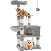 Produktbild von Famanu Kratzbaum für Katzen und Kätzchen in Grau mit 138 cm Höhe aus Holzwerkstoff, Polyester und Sisal