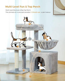 Famanu Kratzbaum für Katzen und Kitten in Grau mit Plüsch und 72 cm Höhe – Bild 1 von 1