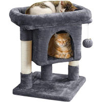 Produktbild von Famanu Kratzbaum für Kitten und kleine bis mittelgroße Katzen mit Katzenhöhle aus Plüsch und Sisal in Grau