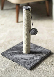 Famanu Kratzbaum für kleine bis mittelgroße Katzen aus Plüsch und Sisal in Grau mit hängendem Ball 40 cm – Bild 1 von 1