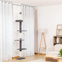 Produktbild von Famanu Kratzbaum für kleine bis mittelgroße Katzen höhenverstellbar mit 5 Ebenen in Grau aus Plüsch und Sisal
