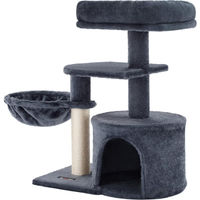 Produktbild von Famanu Kratzbaum für kleine bis mittelgroße Katzen, kompakt und mehrlagig, 68 cm, grau mit Sisal