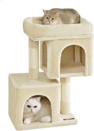 Famanu Kratzbaum für kleine bis mittelgroße Katzen mit Hängematte und Katzenhaus in Beige mit Sisal – Bild 1 von 1