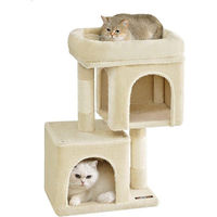Produktbild von Famanu Kratzbaum für kleine bis mittelgroße Katzen mit Hängematte und Katzenhaus in Beige mit Sisal