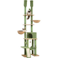 Produktbild von Famanu Kratzbaum für kleine bis mittelgroße Katzen mit Katzenhaus und Hängematte aus Plüsch in Grün