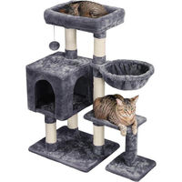 Produktbild von Famanu Kratzbaum Kletterbaum für Katzen aus Holz und Plüsch in Grau 96 cm hoch