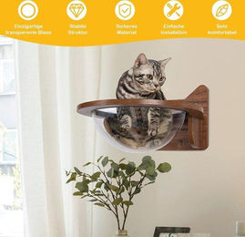 Famanu Kratzbaum Kletterwand für Katzen mit transparentem Acrylglas und Wandliegefläche in Braun – Bild 1 von 1