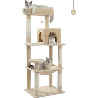 Produktbild von Famanu Kratzbaum Luxus Katzenbaum Grau 143 cm aus Plüsch und Sisal