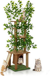 Famanu Kratzbaum mit 5 Ebenen und grünen Kunstpflanzen aus Sisal und Spanplatte für Katzen – Bild 1 von 1