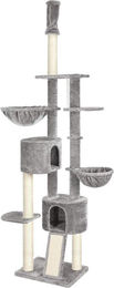 Famanu Kratzbaum mit Deckenspanner für Katzen in Grau aus Holzspanplatte, Plüsch und Sisal Höhe 260 cm – Bild 1 von 1