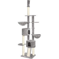 Produktbild von Famanu Kratzbaum mit Deckenspanner für Katzen in Grau aus Holzspanplatte, Plüsch und Sisal Höhe 260 cm