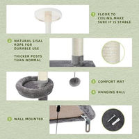 Produktbild von Famanu Kratzbaum mit Deckenspanner höhenverstellbar 5-stufig grau aus Plüsch und Sisal