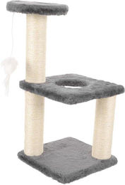 Famanu Kratzbaum mit hängendem Ball-Design in Grau aus Sisal und Plüsch 40x20cm – Bild 1 von 1