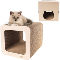 Produktbild von Famanu Kratzbaum mit Kattengrotte 2in1 Kratzmöbel aus Pappe in Beige