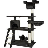 Produktbild von Famanu Kratzbaum mit Katzenhaus Schwarz 141 cm für Katzen und Kätzchen
