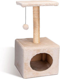 Famanu Kratzbaum mit Katzenhaus und Kletterfunktion aus Plüsch und Sisal in Beige – Bild 1 von 1