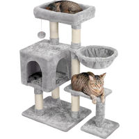 Produktbild von Famanu Kratzbaum mit Katzenhöhle aus Plüsch und Sisal in Grau für Katzen