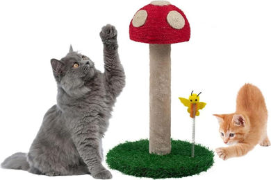 Famanu Kratzbaum mit Pilzmotiv für Katzen und Kitten aus Sisal 45 cm Bunt – Bild 1 von 4