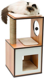 Famanu Kratzbaum mit Spielhaus für Katzen in Beige aus Holzspanplatte, Plüsch und Sisal – Bild 1 von 1