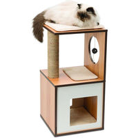 Produktbild von Famanu Kratzbaum mit Spielhaus für Katzen in Beige aus Holzspanplatte, Plüsch und Sisal