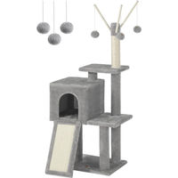Produktbild von Famanu Kratzbaum mit Spielhaus für Katzen in Grau aus Plüsch und Sisal