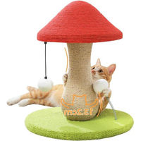 Produktbild von Famanu Kratzbaum Pilzdesign in Rot mit Sisal und Pompons 40 cm
