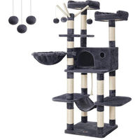 Produktbild von Famanu Kratzbaum XL für große Katzen in Grau mit Hangmatte und Höhle 168 cm
