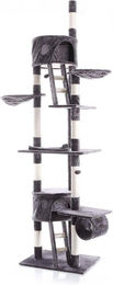 Famanu Kratzbaum XL mit Deckenspanner Grau inklusive Häusern, Hängematte und Sisal 240-260 cm – Bild 1 von 1