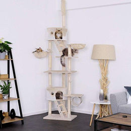 Famanu Kratzbaum XXL für Katzen in Beige mit Sisal und Spielmodulen – Bild 1 von 1