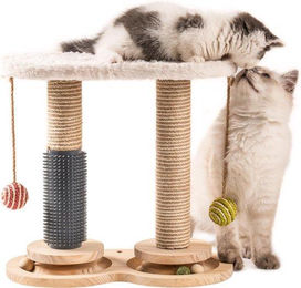 Famanu Kratzsäule aus Holz für Katzen und Kitten in Weiß – Bild 1 von 1