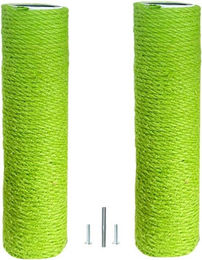 Famanu Kratzsäule Ersatzpfosten Set aus 2 Stück mit Seil 50 cm und M10 Schraubverbindung in Natur und Grün – Bild 1 von 1
