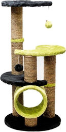 Famanu Kratzsäule für Katzen aus Sisal mit Doppelplattform und Tunnel in Schwarz/Grün 86 cm – Bild 1 von 1