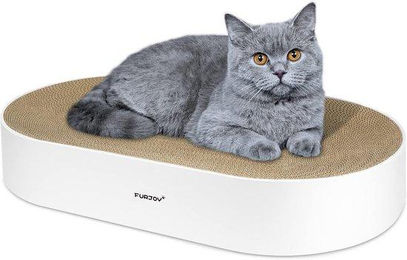 Famanu Kratztonne für schwere Katzen mit Katzenbett und Sisalband in Weiß – Bild 1 von 1