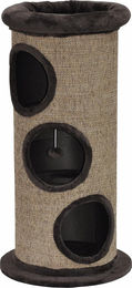 Famanu Kratztonne XXL für Katzen mit Höhle und Spielton, braun, 105 cm – Bild 1 von 3