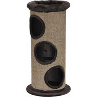 Produktbild von Famanu Kratztonne XXL für Katzen mit Höhle und Spielton, braun, 105 cm