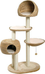 Famanu XXL Kratzbaum für Katzen mit Bananenblatt-Liegemöglichkeiten in Beige – Bild 1 von 1