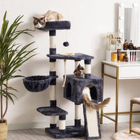 Produktbild von Famanu XXL Kratzbaum für Katzen mit Futterstation, Hängematte und Kratzbrett in Rauchgrau