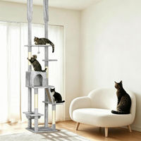 Produktbild von FANNOU Höhenverstellbarer Katzenbaum mit Deckenbefestigung 225-255 cm und 6 Ebenen inklusive Hängematte