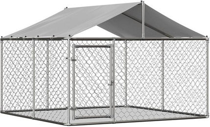 FANNOU Hundezwinger Outdoor Freigehege aus Metall mit wasserdichter und UV-beständiger Abdeckplane 230x230x117 cm – Bild 1 von 5
