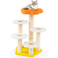 Produktbild von FANTASK Blumen-Kratzbaum für Katzen mit Plüschoberfläche, Sisal-Kratzpfosten und Plattformen in Orange