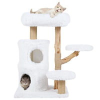 Produktbild von FANTASK Holz-Katzenkratzbaum 93 cm mit 2-stöckiger Katzenhöhle, Plüsch-Plattformen und Kratzsäulen aus Jute und Sisal
