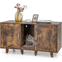 Produktbild von FANTASK Katzenklo Schrank mit 2 Türen, Kratzbrett und Katzenhaus 120x52x65cm