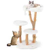 Produktbild von FANTASK Katzenturm aus Holz mit Spielball und Plüschsitzfläche