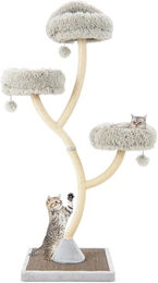 FANTASK Kratzbaum aus Holz mit Metallgestell und 3 Liegeflächen für Katzen in Grau – Bild 1 von 1