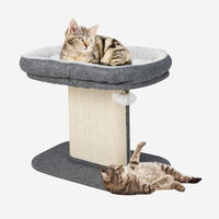 Produktbild von FANTASK Kratzbaum für Katzen aus Holz mit Sisal-Kratzsäule und Plüschsitzfläche in Grau 50 cm hoch