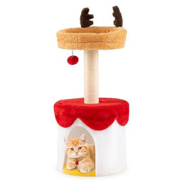 FANTASK Kratzbaum im Weihnachtsstil mit Sisalstämmen und waschbarem Kissen 80cm Bunt – Bild 1 von 1