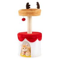Produktbild von FANTASK Kratzbaum im Weihnachtsstil mit Sisalstämmen und waschbarem Kissen 80cm Bunt