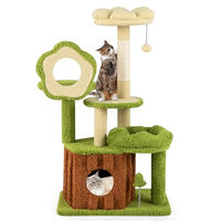Produktbild von FANTASK Mehrstufiger Katzenbaum mit Katzenhöhle und Kratzsäule Grün Braun 55 x 40 x 100 cm