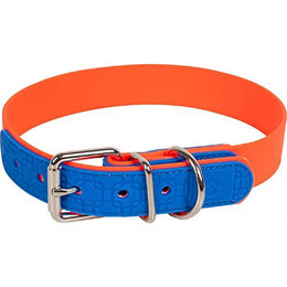 Farm-Land Hundehalsband aus Biothane waterproof Signalorange Blau 35 cm – Bild 1 von 2