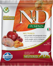 Farmina N&D Cat Pumpkin Trockenfutter Wachtel Kürbis und Granatapfel für kastrierte adulte Katzen 50g – Bild 1 von 1